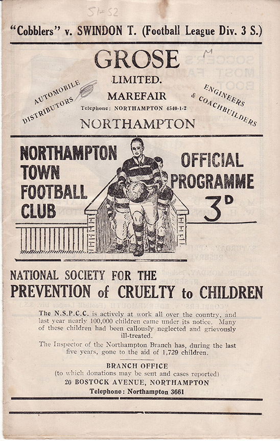 <b>Saturday, April 5, 1952</b><br />vs. Northampton Town (Away)
